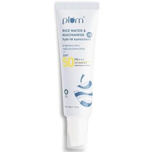 Plum – 2% Niacinamide & Rice Water Hybrid Face Sunscreen with SPF 50 PA+++ (50g)