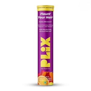 Plix – Flaunt Your Hair Bubbly Effervescent Daily Fizzy For Long Strong & Thicker Hair Orange Flavour Tablets (15N)