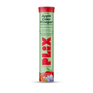 Plix – Apple Cider Vinegar With the mother bubbly effervescent daily fizzy to support digestion & weight apple Flavour Tablets (15N)
