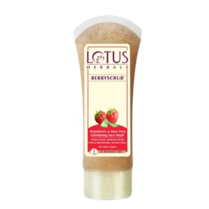 Lotus Herbals – Berryscrub Strawberry & Aloe Vera Exfoliating Face Wash (50g)