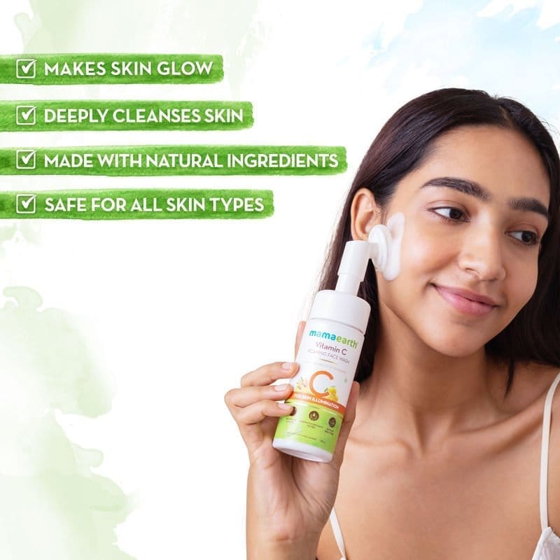 Mamaearth – Vitamin C Foaming Face Wash with Vitamin C & Turmeric (150mL) - Image 3