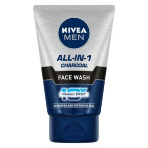 NIVEA Men Face Wash, All in 1 Charcoal, to Detoxify & Refresh Skin with 10x Vitamin C Effect (100gm)