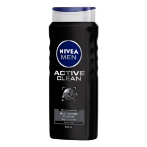 NIVEA – Men Body Wash, Active Clean with Active Charcoal, Shower Gel for Body, Face & Hair (500ML)