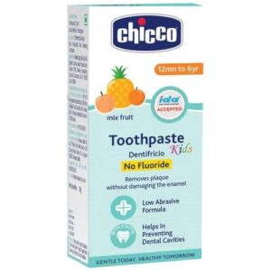 Chicco – Mix Fruit Toothpaste – No Fluoride, Prevents Dental Cavity, For 12 Months To 6 Year Kids (50g)