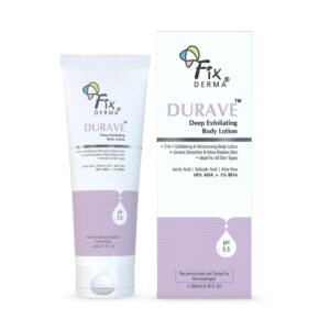 Fixderma – Durave 10% AHA + 1% BHA Deep Exfoliating Body Lotion with Lactic & 1% Salicylic Acid | Body Exfoliator | Body Lotion for Women & Men | Moisturizer for Body for All Skin Types (200ml)