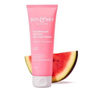 DOT & KEY – Watermelon Super Glow Gel Face Wash With Vitamin C & Cucumber Face Wash For Glowing Skin Oil Free Face Wash Removes Excess Oil&Dirt For Combination & Oily Skin For Women & Men (100ML)