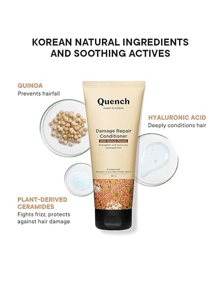 Quench – Damage Repair Conditioner with Quinoa Protein & Ceramides for Dry & Damaged Hair (180ml) - Image 2