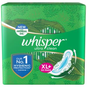 Whisper – Ultra Clean Sanitary Pads For Women, X-Large +, Pack of 50 Napkins – 50Pads