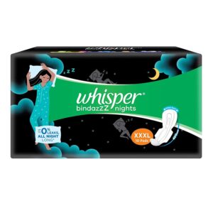 Whisper – Bindazzz Night Sanitary Pads For Women, XXX-Large Pack of 10 Napkins
