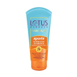 Lotus Herbals – Safe Sun Sports Super-Stay Sunblock SPF 70 PA+++ (80g)