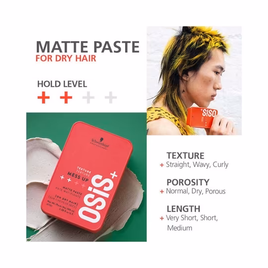 SCHWARZKOPF PROFESSIONAL – OSIS+ MESS UP MATTE HAIR FIXER (100mL) - Image 2