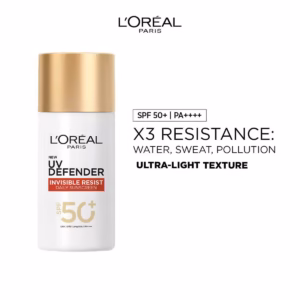 Loreal Paris – UV Defender Invisible Resist Daily Sunscreen SPF50+ PA++++ Lightweight (50ml)