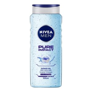 NIVEA – Men Body Wash, Pure Impact with Purifying Micro Particles, Shower Gel for Body, Face & Hair (500ML)