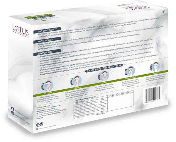 Lotus Herbal – WhiteGlow Activated Charcoal 4 in 1 Facial kit - Image 2