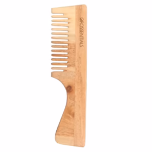 OROSSENTIALS Oil Treated Kacchi Neem Handmade Wooden Handle Wide Teeth Comb (1pcs)