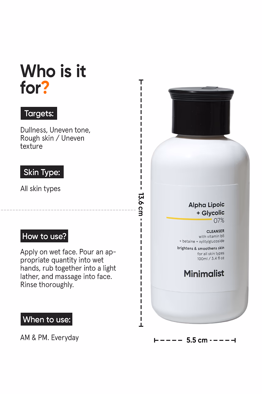 Minimalist – Alpha Lipoic + Glycolic 07% Cleanser (100ML) - Image 4