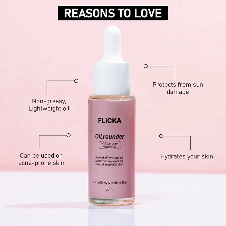 Flicka – Oil Rounder Pre & Post Makeup Oil (30ML) - Image 5
