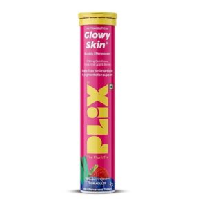 Plix – Glowy Skin Bubbly Effervescent 500mg L-Glutathione Hyaluronic Acid & Berries [Strawberry Flavour] (15N)