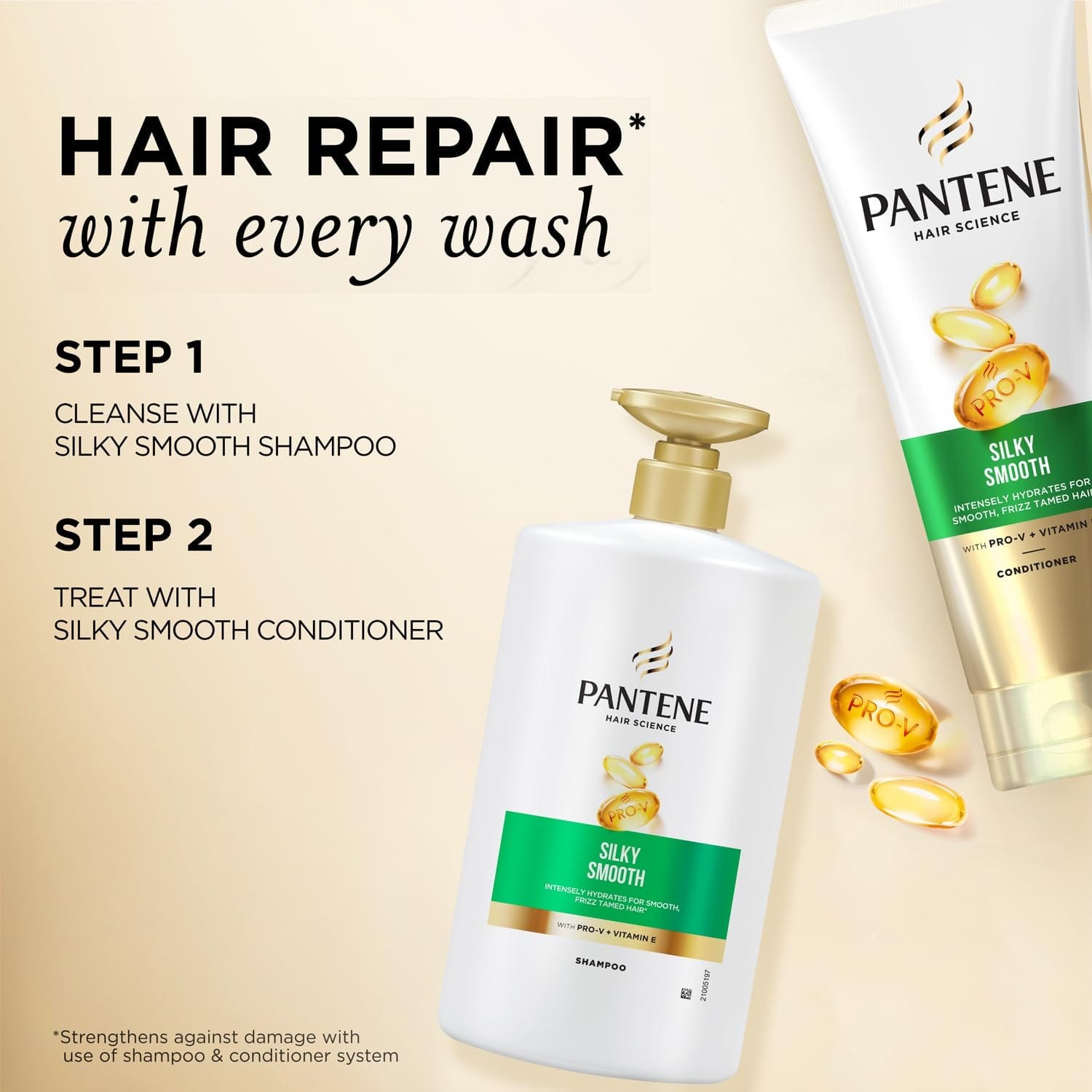 Pantene – Silky Smooth With Pro – V + Vitamin V Shampoo (1L) - Image 5