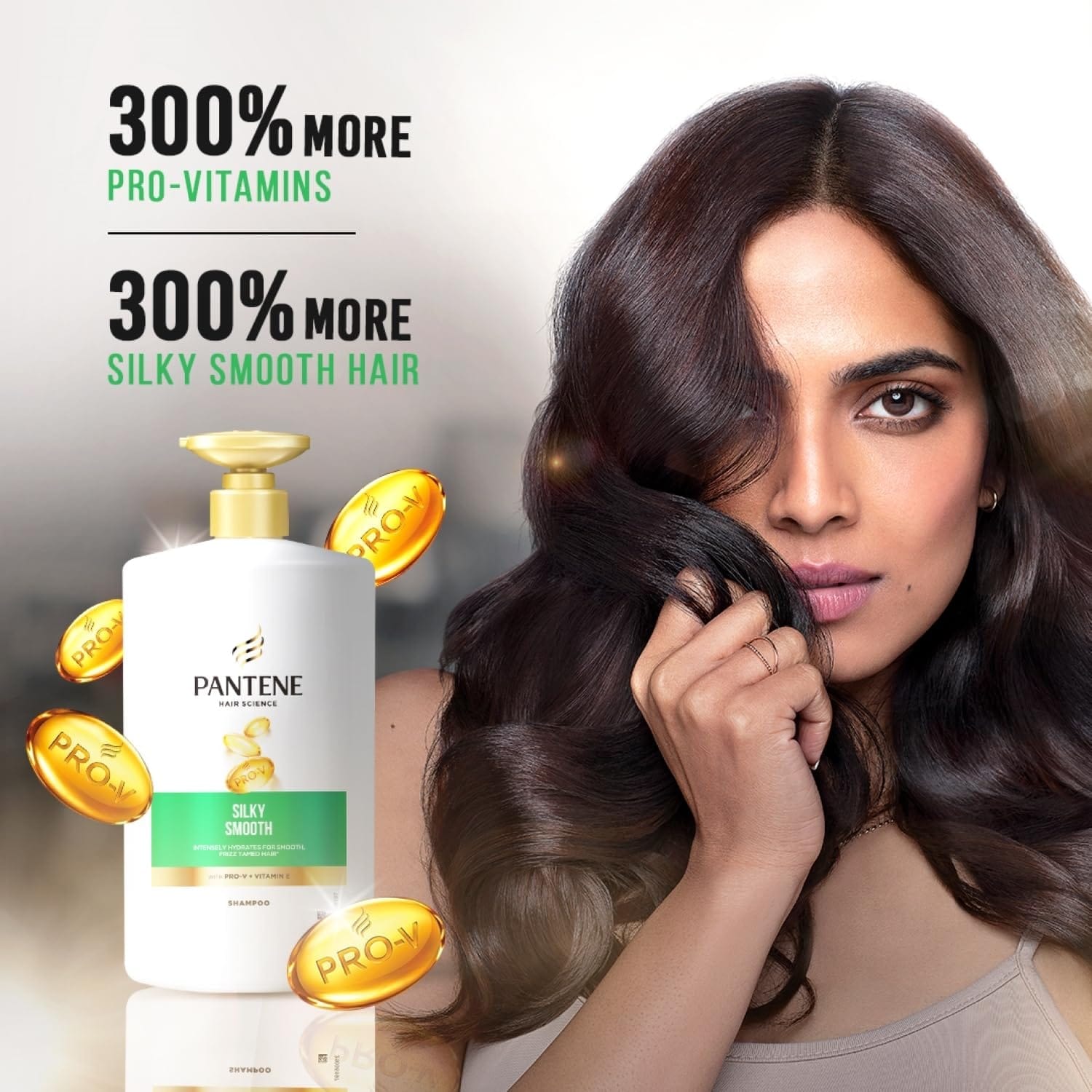 Pantene – Silky Smooth With Pro – V + Vitamin V Shampoo (1L) - Image 2